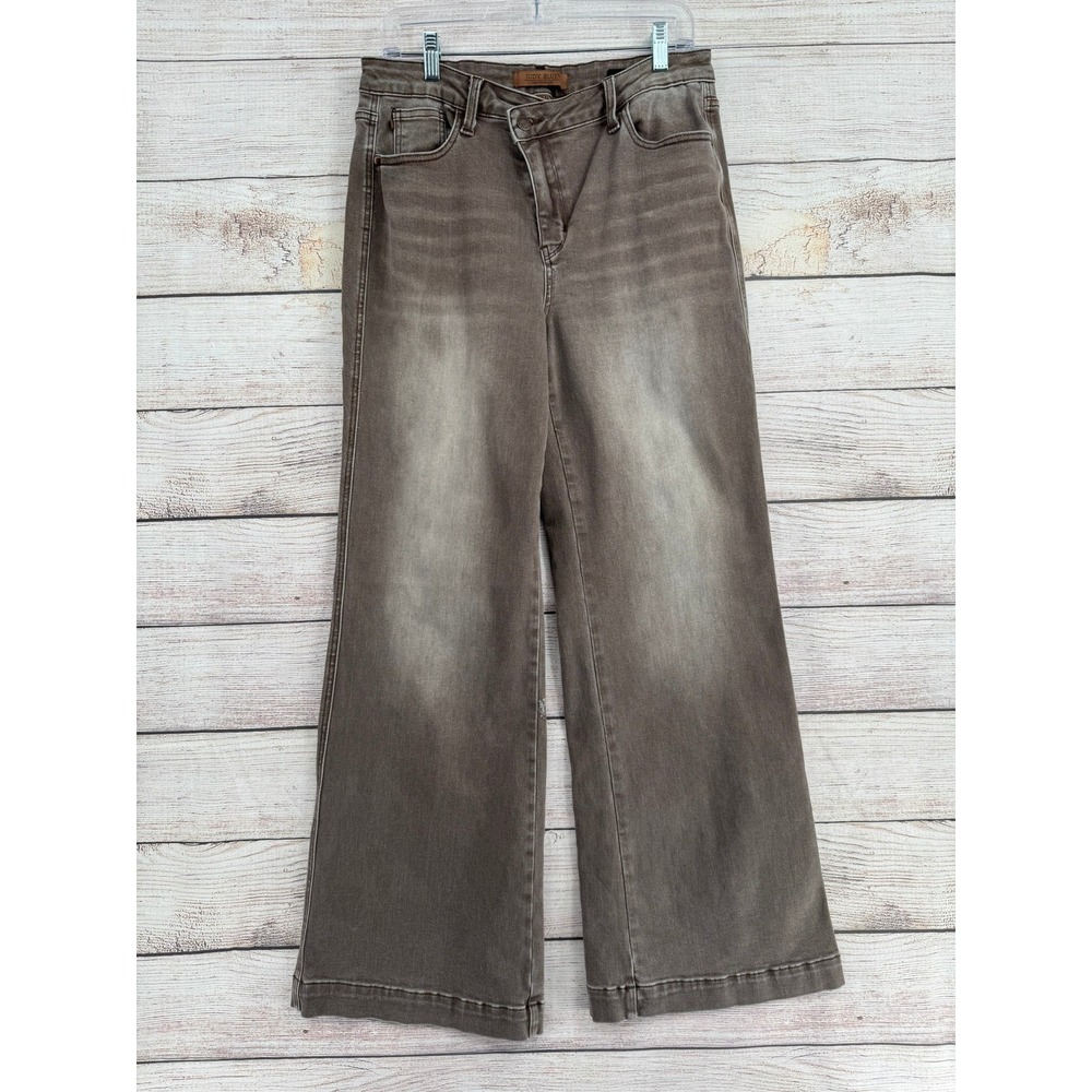 Judy Blue Retro Wide Jeans Women 13/31 Brown Garment Wash High Rise JB881031 C